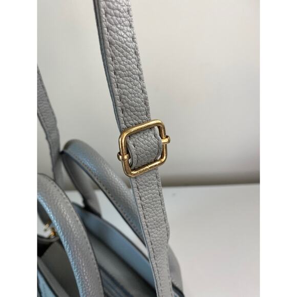 Fashion Bag Gray PU Leather Tote Detachable Crossbody Bow Purse Charm 11x8x5" - Picture 12 of 14